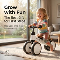 Trottinette d'équilibre professionnelle à 4 roues pour enfants, silencieuse, en EVA, trotteur pour bébé, vélo d'apprentissage, anti-retournement, porteur pour tout-petits, cadeau