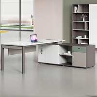 Bureau de direction en forme de L sur mesure, en bois, avec armoire de rangement verrouillable