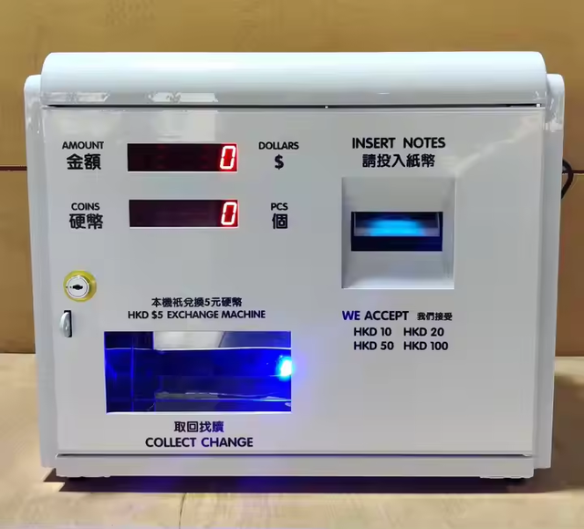 Desktop Mini Coin Changer Bill Acceptor with BV10 Exchange Bill to Coin for Laundromat Arcade Game Center Railway Station Cinema