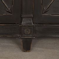 Meilleure table console en bois massif noir vintage de style chinois personnalisée pour salon avec 4 portes