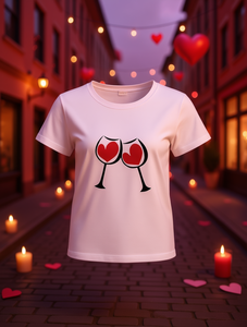 T-Shirt da Donna a Maniche Corte con Collo Tondo e Stampa Cuore per San Valentino, Abbigliamento Casual da Strada, 100% Cotone Jersey, Primavera Estate - Product Image 2