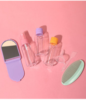 Ensemble de 7 flacons de voyage en PET, mini flacons cosmétiques vides en plastique portables de 50 ml, kit de voyage avec peigne et miroir