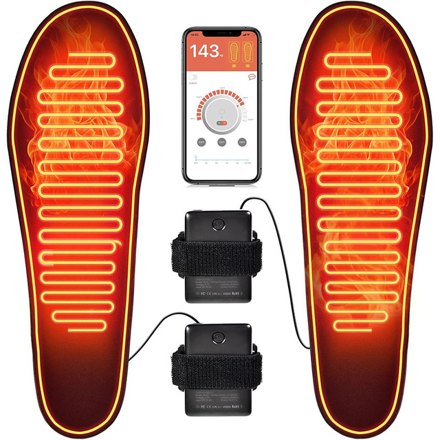 Custom Smart APP Remote Control Winter Hiking Ski Electric Rechargeable Usb Heated Insoles Other Apparel