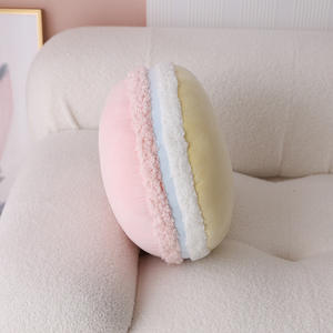 Oreiller en peluche macaron français coussin rond sandwich design gâteau décoration canapé coussin - Product Image 4