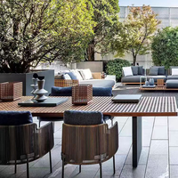 Ensemble table et chaises de jardin moderne en corde tressée pour villa, complexe hôtelier, jardin, restaurant, hôtel, terrasse, balcon
