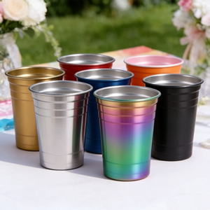 Vasos UV de 16 oz, Vasos de Una Sola Capa de Acero Inoxidable para Bebidas, Cerveza, Estadio, Vasos de 500 ml con Tapa y Pajita, Logotipo Personalizado, 200 ml, 250 ml - Product Image 1