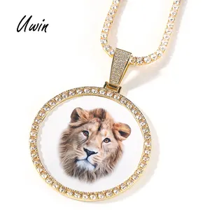 จี้รูปวงกลม <span class=keywords><strong>UWIN</strong></span> ขนาด 6.8 ซม. จี้รูปวงกลมประดับเพชร CZ สร้อยคอรูปภาพสั่งทำ เครื่องประดับฮิปฮอป - Product Image 1