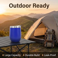 Gobelet à vin en acier inoxydable bleu mat de luxe 360 ml, tasse à café sous vide anti-décapage, tasse de voyage étanche pour l'extérieur