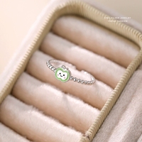 Bague en argent sterling S925 au design original, motif visage souriant, pour femme, mignonne, simple, polyvalente, avec motif visage souriant en résine, ajustable, bijoux