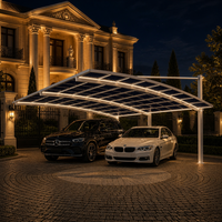 Abri de stationnement pour 2 voitures Angye, moderne et luxueux, personnalisé pour villa, avec toit en aluminium thermolaqué et auvent imperméable