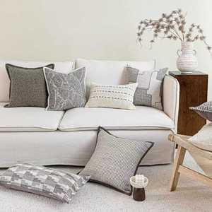 Canapé de style zen médiéval en coton et lin Jacquard <span class=keywords><strong>beige</strong></span> et <span class=keywords><strong>taupe</strong></span> pour housse de <span class=keywords><strong>coussin</strong></span> de chambre - Product Image 1