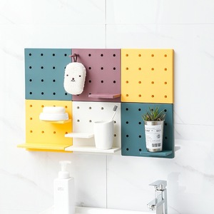 Étagère murale perforée avec étagères pour cuisine, salon, dortoir, rangement – Blanc, Gris, Beige, Rose, Bleu, Violet, Écologique - Product Image 2