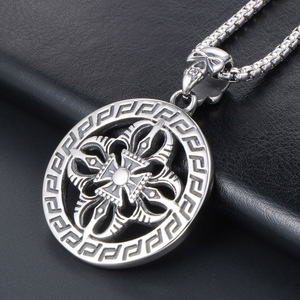 Retro <b>Titanium</b> Steel Pendant Necklace Skeleton Geometric Design Stainless Steel <b>Chain</b> SP458 - Product Image 3
