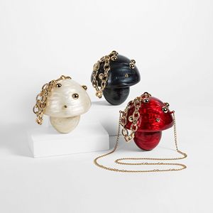 OEM ODM Unique Mushroom Shape Resin Clutch Bag with Gold Chain Strap Fashionable Evening Party Handbag Mini Bridal Wedding Bag - Product Image 1