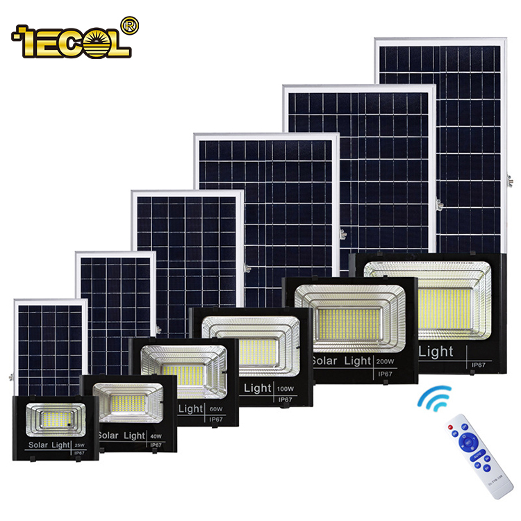 New Arrival IP67 Waterproof Outdoor Solar Power Flood Light 25W 300W Aluminium SMD LED Chip for Garden 40W 60W 100W 200W Options