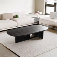Luxuriöser Ovaler Couchtisch aus Massivholz Minimalistischer Stilvoller Multifunktionaler Wohnzimmer-Sofatisch Anpassbare Farbe