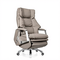 Chaise de bureau de direction moderne haut de gamme en cuir avec fonction massage, hauteur réglable, base pivotante - Luxe multifonctionnel pour ordinateur