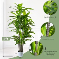 Künstlicher Dracaena-Baum als Bodenstehende Topfpflanze für Innenräume, Wohnzimmerdekoration, Simuliertes Grün im Brasilianischen Holzdesign