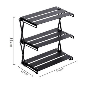 מדף מתכת שחור חיצוני קל משקל מתקפל מדף תלת קומות - Product Image 1