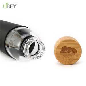 eco amigable voss en forma de borosilicato botella de agua de vidrio con funda de silicona <span class=keywords><strong>y</strong></span> la tapa de Bambú - Product Image 5