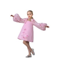 Robe de bal pour fille, robe de fête d'anniversaire, robe de haute couture pour enfants, design spécial, applique florale rose, manches longues