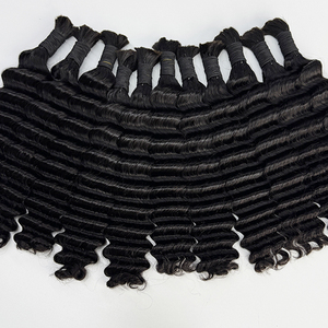 <b>Deep</b> <b>Wave</b> Human Hair Bulk No Weft Natural Black Full Ends Hair For Braiding Boho Braids And <b>Wig</b> Makers - Product Image 1