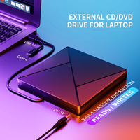 Unidad Óptica Externa USB 3.0 Tipo C con Luz RGB, Lector/Grabador de CD/DVD, Delgada y Silenciosa de 12.7mm para PC y Laptop, ¡Oferta!