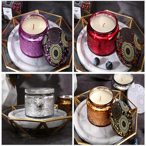 Luxury Amber <b>Glass</b> Cylindrical Candle Containers Handmade with Silk Screen <b>Printing</b> Wholesale Home & Wedding Decor - Product Image 4