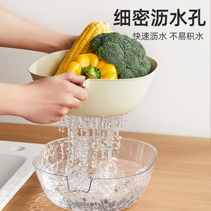 Évier double couche pour légumes, panier de drainage rétro de luxe en plastique, plateau à fruits, usage domestique et cuisine - Product Image 4