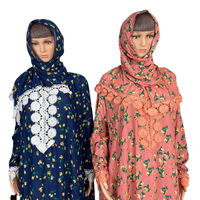 Offre Spéciale : Robe Abaya Modeste en Rayonne et Coton pour Filles Musulmanes, Style Floral Arabe de Dubaï, avec Foulard