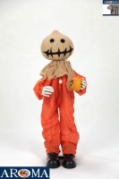Homme citrouille animé effrayant de 80 cm avec son et bras mobiles pour la décoration d'Halloween