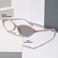 Lunettes de vue photochromiques pour femmes, monture ovale, design imprimé léopard, verres PC pleine monture, effet lifting du visage