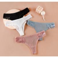 Tangas de encaje acanaladas de punto liso para mujer al por mayor, de talle bajo, sexys, cómodas, tallas grandes, lencería, bragas OEM ODM