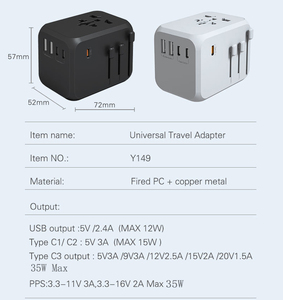 Phổ Travel <span class=keywords><strong>Adapter</strong></span> vesmart quốc tế cắm <span class=keywords><strong>adapter</strong></span> 5 Cổng USB C 35 Wát trên toàn thế giới <span class=keywords><strong>Power</strong></span> <span class=keywords><strong>Adapter</strong></span> đối với chúng tôi để Châu Âu anh AUS - Product Image 4