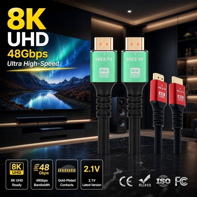 ANNXIN 8K UHD High-Speed AV Cable 48Gbps Gold Plated Male to Male Extension Cord for TV Projector Monitor Wholesale