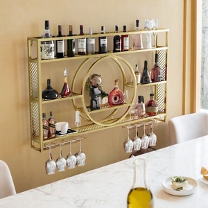 <span class=keywords><strong>Estante</strong></span> de Vino Industrial de Pared con Luz LED, <span class=keywords><strong>Estante</strong></span> Decorativo <span class=keywords><strong>Circular</strong></span> para Licores con Colgador para Copas de Vino para Bar en Casa - Product Image 2