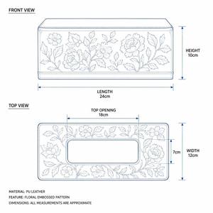 Boîte à mouchoirs en cuir PU gaufré floral, style artisanal, support romantique en cuir fait main pour <span class=keywords><strong>chambre</strong></span> à coucher, personnalisable OEM - Product Image 4
