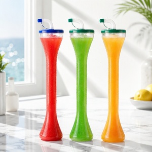 Plastic Courtyard Party <b>Cup</b> With Push Pull Cap Lid Novelty Slush Beverage Drinkware Custom Logo Wholesale - Product Image 2