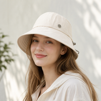 Sombrero de Pescador Personalizado con Logotipo para Mujer, Sombrero de Sol de Algodón con Ala Ancha, Protección UV, Correa Ajustable para la Barbilla, Sombrero de Playa