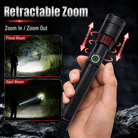 Lampe torche laser zoomable 10W, batterie 1200mAh, rechargeable par type C, 3 modes d'éclairage, en aluminium aéronautique, torche d'urgence