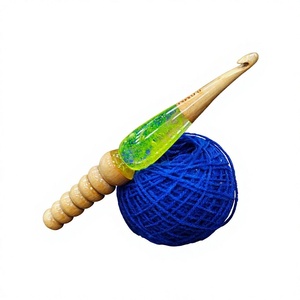 Wood&Resin <b>Crochet</b> <b>Hooks</b> Round Shape Smooth Finish Handcrafted 20cm 3mm Colorful for Needlework - Product Image 3