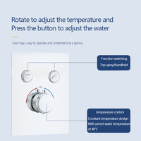 Kit de mitigeur thermostatique de douche en laiton poli à 2 voies et 3 voies, robinet de dérivation de douche encastré moderne à bouton-poussoir, douche pluie et massage