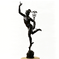 Sculpture en bronze grandeur nature du dieu grec messager, moulée avec des détails réalistes pour la décoration de jardins et de places publiques