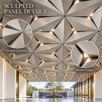 Panneaux de plafond en aluminium sculpté 3D compatibles avec les luminaires encastrés, motif géométrique, plafond métallique pour hall de luxe