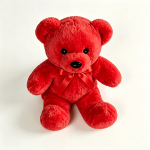 Customized <b>Red</b> Teddy Bear Plush with Satin <b>Ribbon</b> - Soft Sitting Stuffed Animal for Valentine’s Day Gifts, Cute <b>Red</b> Bear - Product Image 2