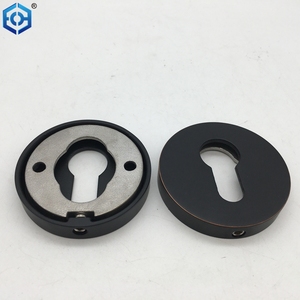 Euro Cylinder Modern Black Door Handles Door Lock Key Hole Sets <strong>Escutcheon</strong> <strong>Plates</strong> - Product Image 2