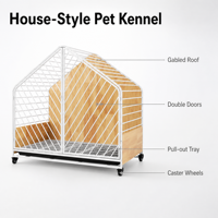 USMILEPET Villa Minimaliste pour Chat avec Roues, Cage Mobile pour Chat, Design Simple, Robuste, Facile à Déplacer, Cage pour Chat Intérieure, Gain de Place