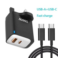 Bloc de charge rapide 200W, adaptateur de chargeur, prise UK, adaptateur portable, USB Type C, chargeur mural super rapide pour XIAOMI HUAWEI