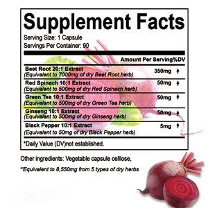 Capsule di Barbabietola 5-in-1 con Tè Verde, Spinaci Rossi, Ginseng e Pepe Nero, 90 Capsule, Supporta il Sistema Immunitario, la Digestione e i Livelli di Energia - Product Image 3