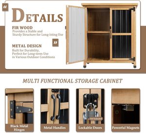 SDGS018 Weatherproof Outdoor Storage Shed <b>Cabinet</b> with <b>Lockable</b> Doors Wood & Metal Construction for Garden Patio - Product Image 5